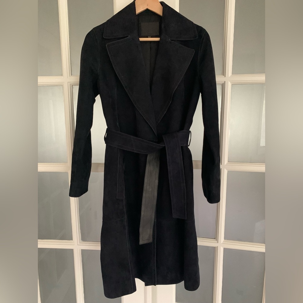 Massimo Dutti Blue Suede Trench